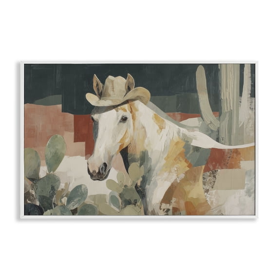 Stupell Industries Contemporary Horse in Cowboy Hat White Framed Giclee Art, 24 x 16, by Chromatic Storm Studio