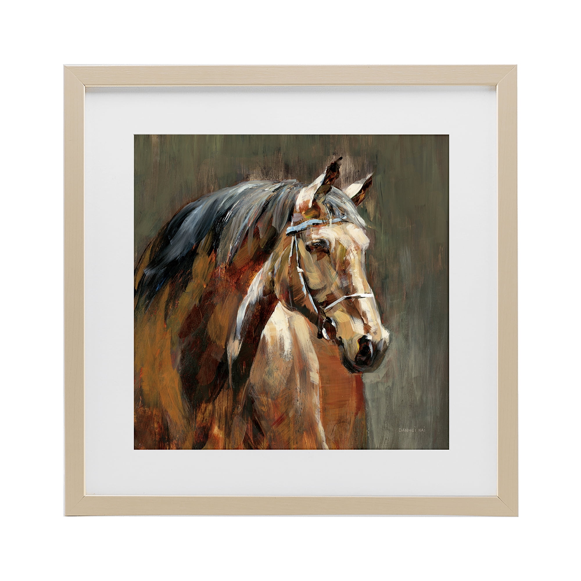 Stupell Industries Horse in Stable at Dusk Birch Framed Print Under Glass, design by Danhui Nai
