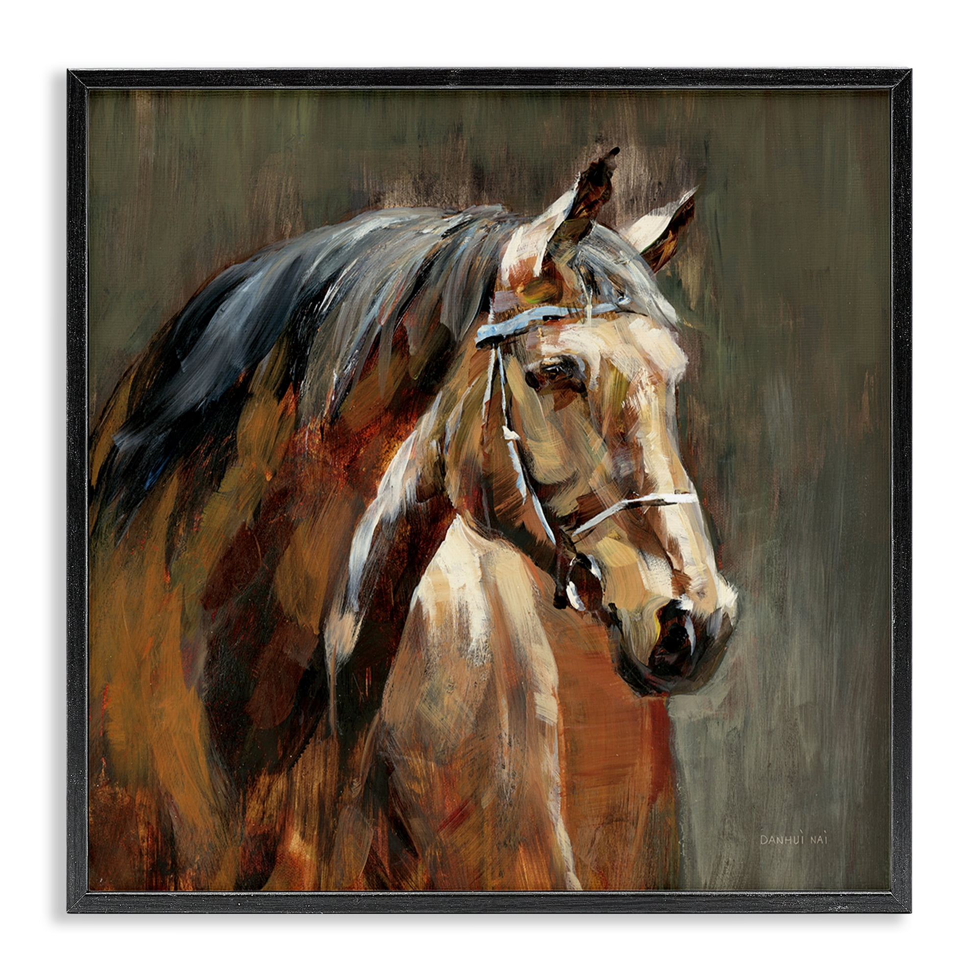 Stupell Industries Horse in Stable at Dusk Black Framed Giclee Art, design by Danhui Nai