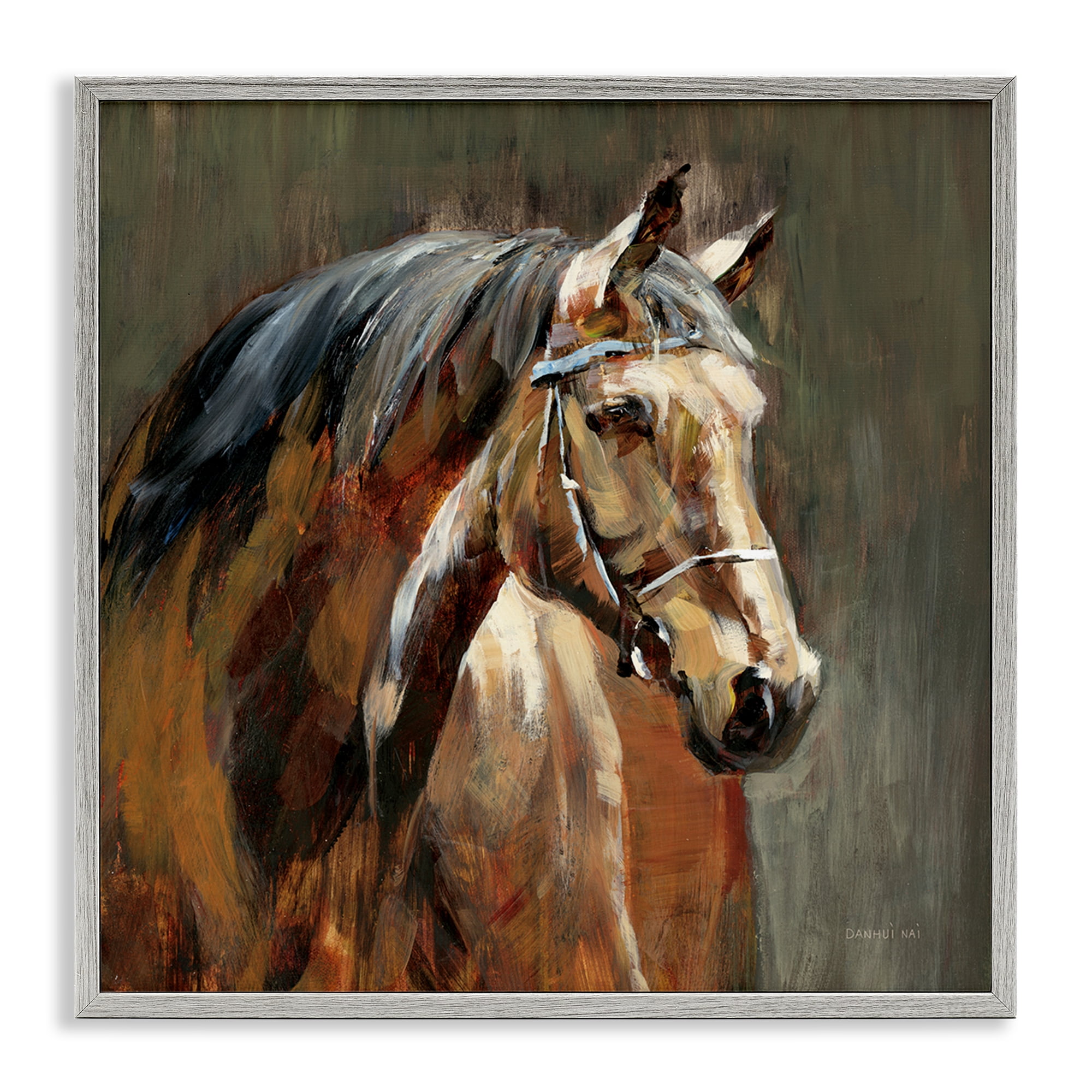 Stupell Industries Horse in Stable at Dusk Gray Framed Giclee Art, design by Danhui Nai