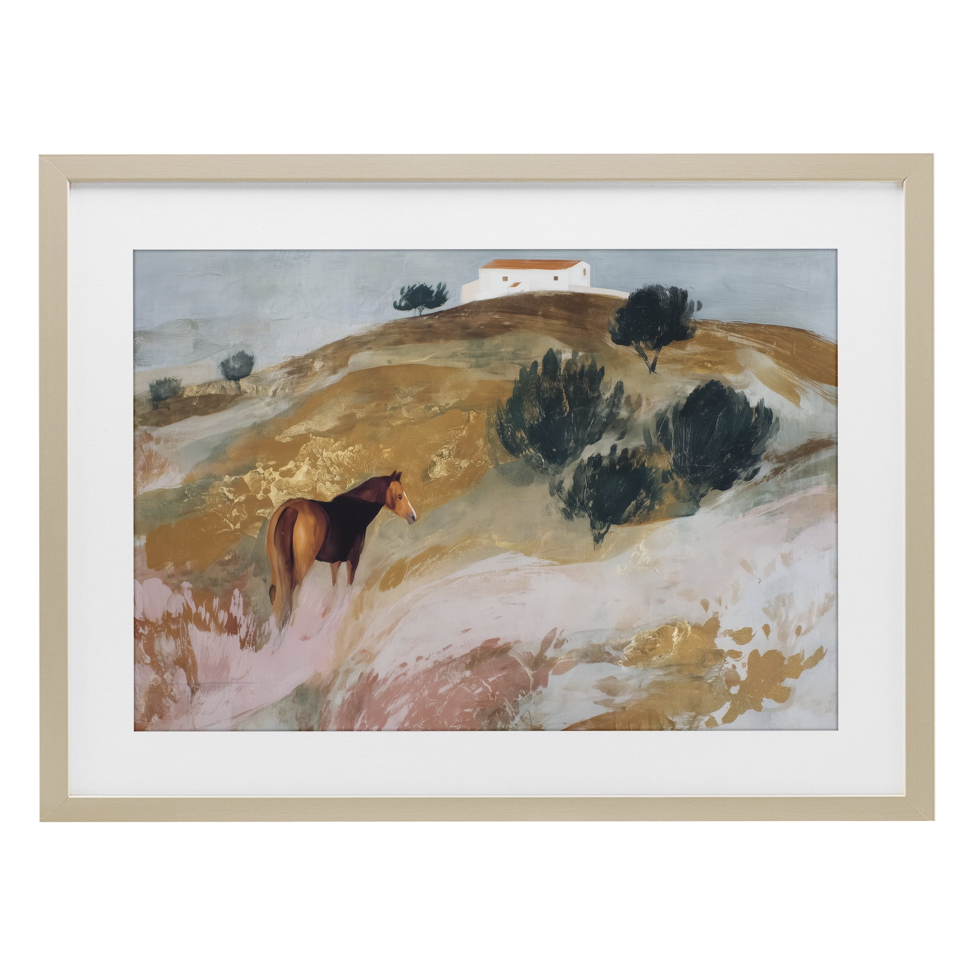 Stupell Industries Horse in Tuscan Countryside Birch Framed Print Under Glass, design by Chromatic Storm Studio