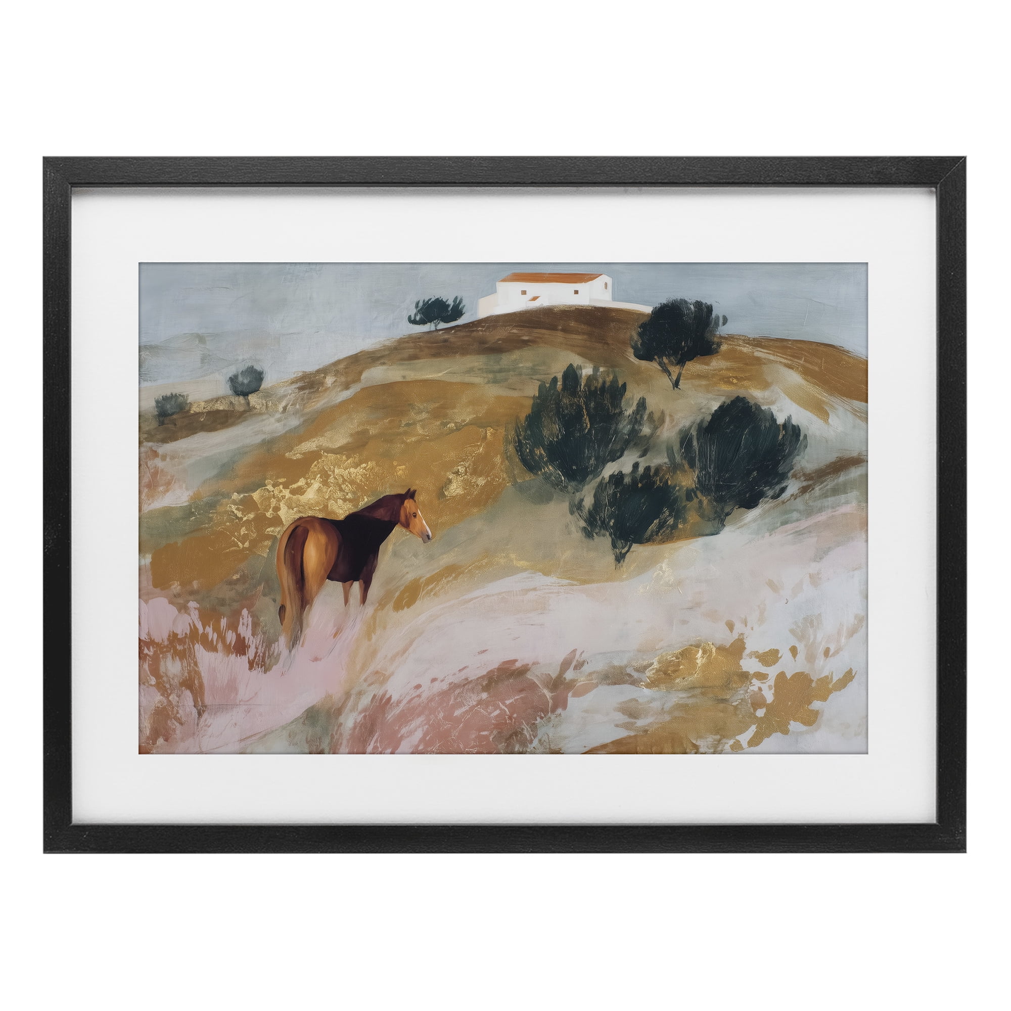 Stupell Industries Horse in Tuscan Countryside Black Framed Print Under Glass, design by Chromatic Storm Studio