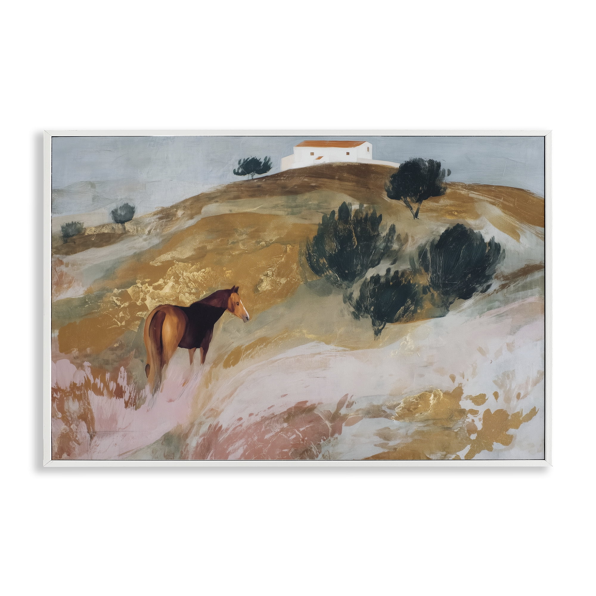 Stupell Industries Horse in Tuscan Countryside White Framed Giclee Art, design by Chromatic Storm Studio