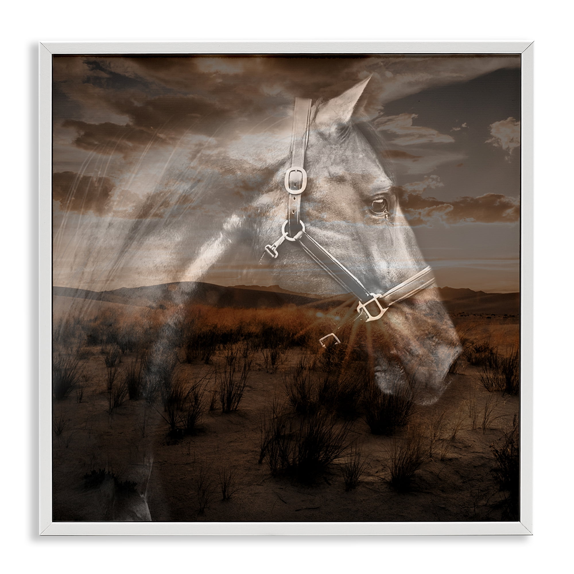 Stupell Industries Horse over Nature Visage Animals Painting White Framed Art Print Wall Art, 24 x 24