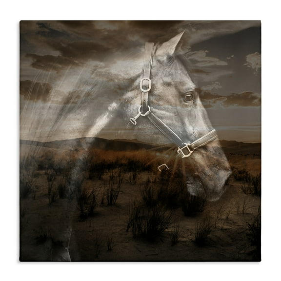 Stupell Industries Horse over Nature Visage Animals Painting Wrapped Canvas Art Print Wall Art, 17 x 17