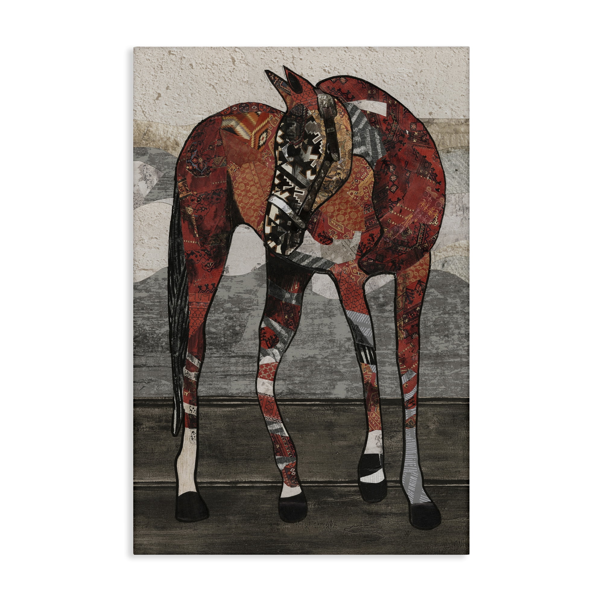 Stupell Industries Horse with Geometric Patterns Animals & Insects Painting Gallery Wrapped Canvas Art Print Wall Art, 24 x 36