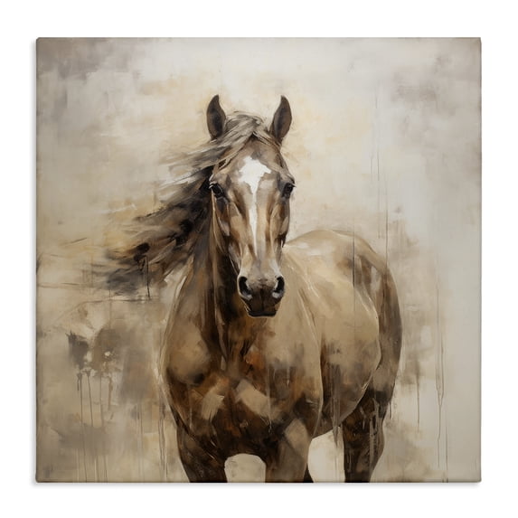 Stupell Industries Horse with Modern Drip Animals Painting Wrapped Canvas Art Print Wall Art, 30 x 30