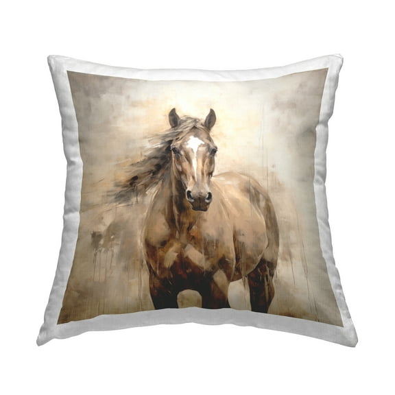 Stupell Industries Horse with Modern Drip Decorative Printed Throw Pillow Design by Unknown.