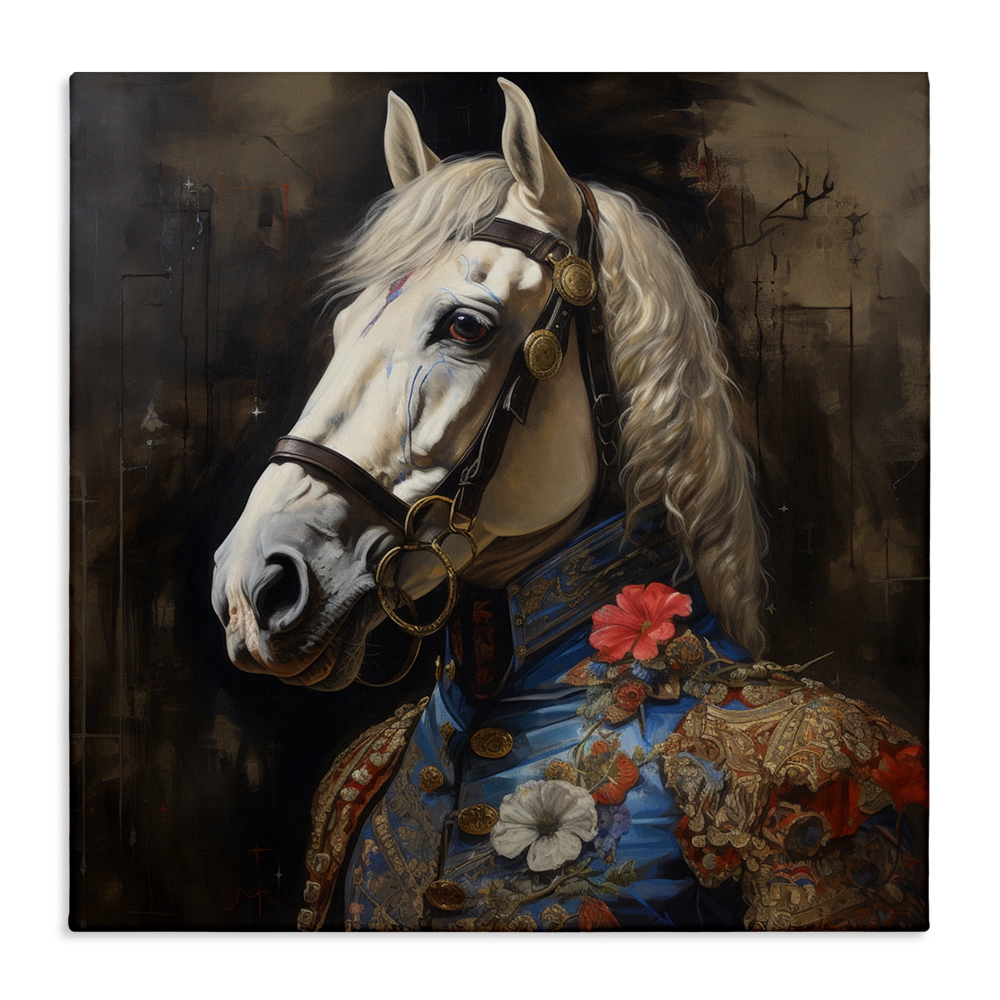 Stupell Industries Horse with Regal Clothing Animals & Insects Painting Gallery Wrapped Canvas Art Print Wall Art, 30 x 30