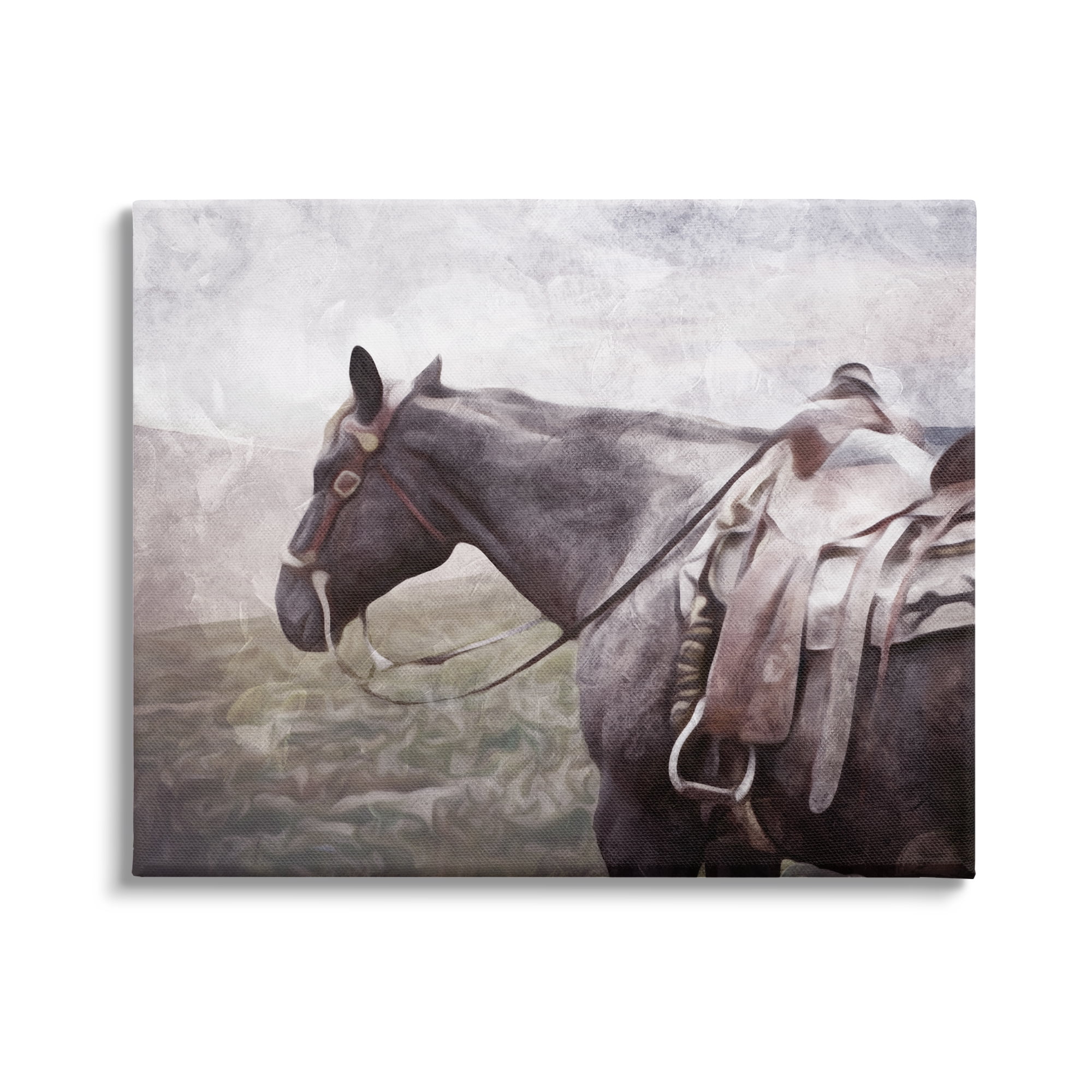 Stupell Industries Horse with Saddle Animals & Insects Painting Gallery Wrapped Canvas Art Print Wall Art, 20 x 16