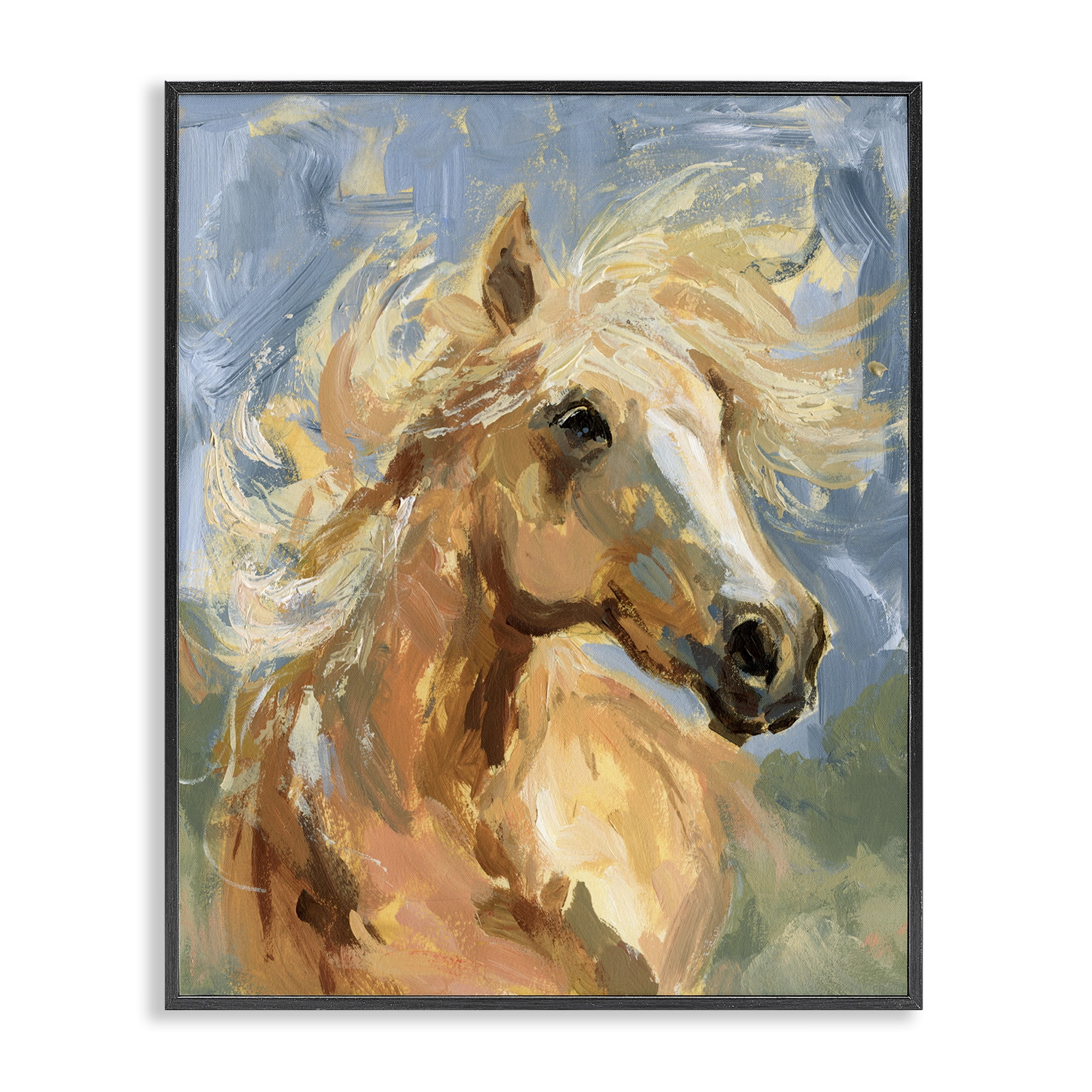 Stupell Industries Horse with Tousled Mane Animals Painting Black Framed Art Print Wall Art, 16 x 20