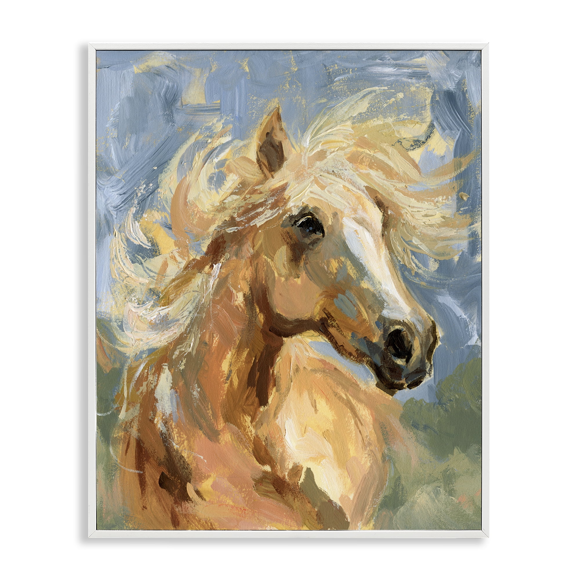 Stupell Industries Horse with Tousled Mane Animals Painting White Framed Art Print Wall Art, 11 x 14