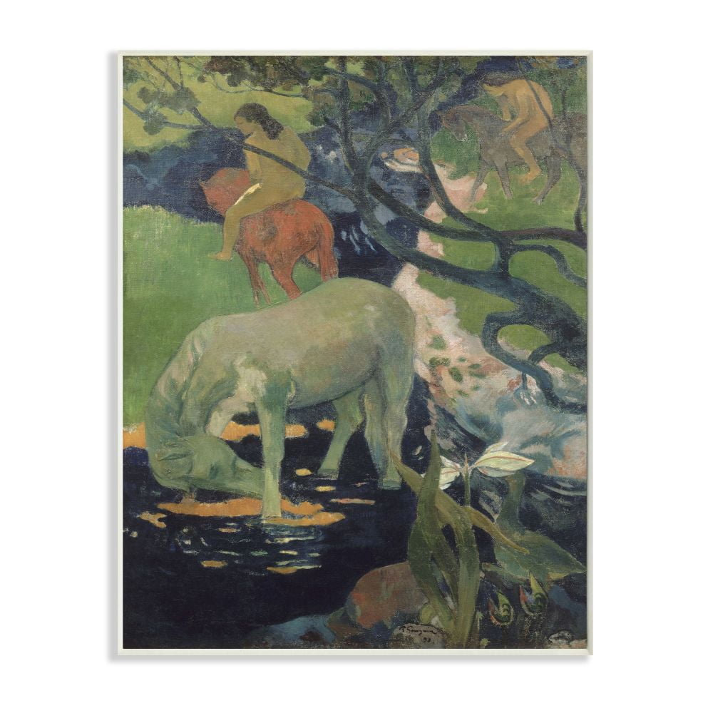 Stupell Industries Horses Bathing Native Figures Classic Painting Wall Plaque by Paul Gauguin