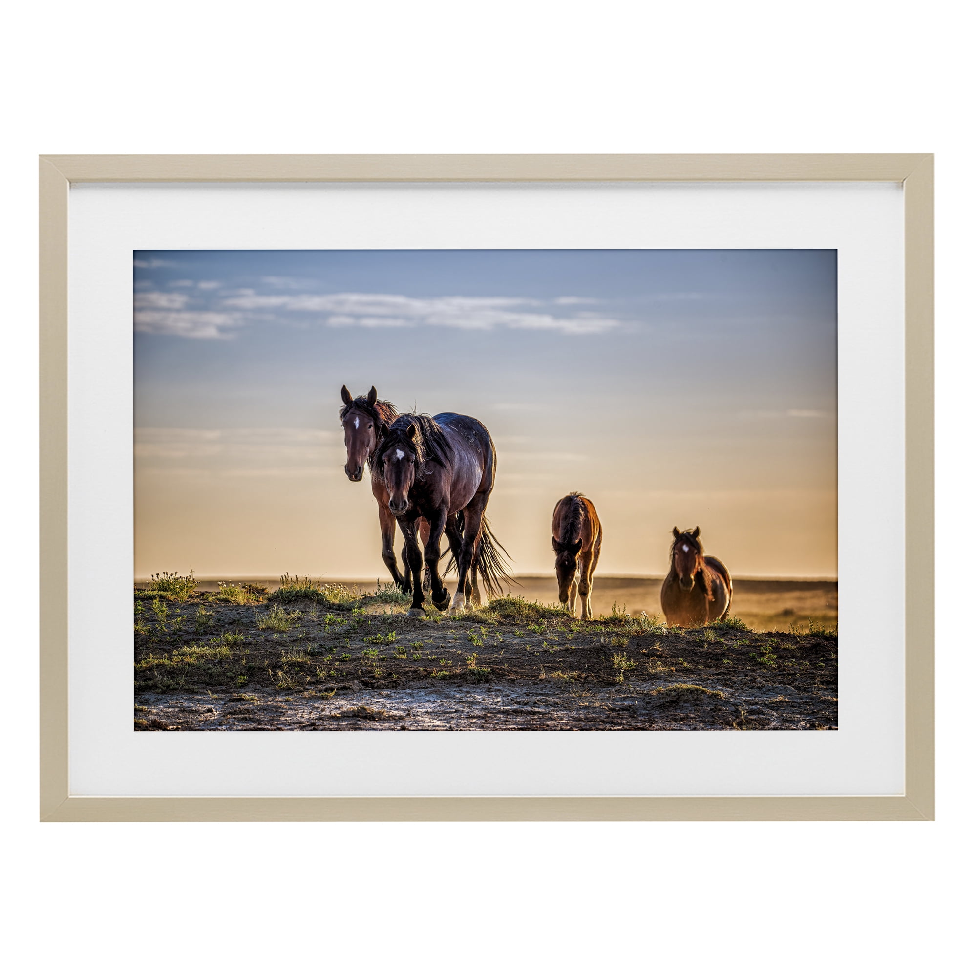 Stupell Industries Horses Coming Home Birch Framed Print Under Glass, design by Tim West