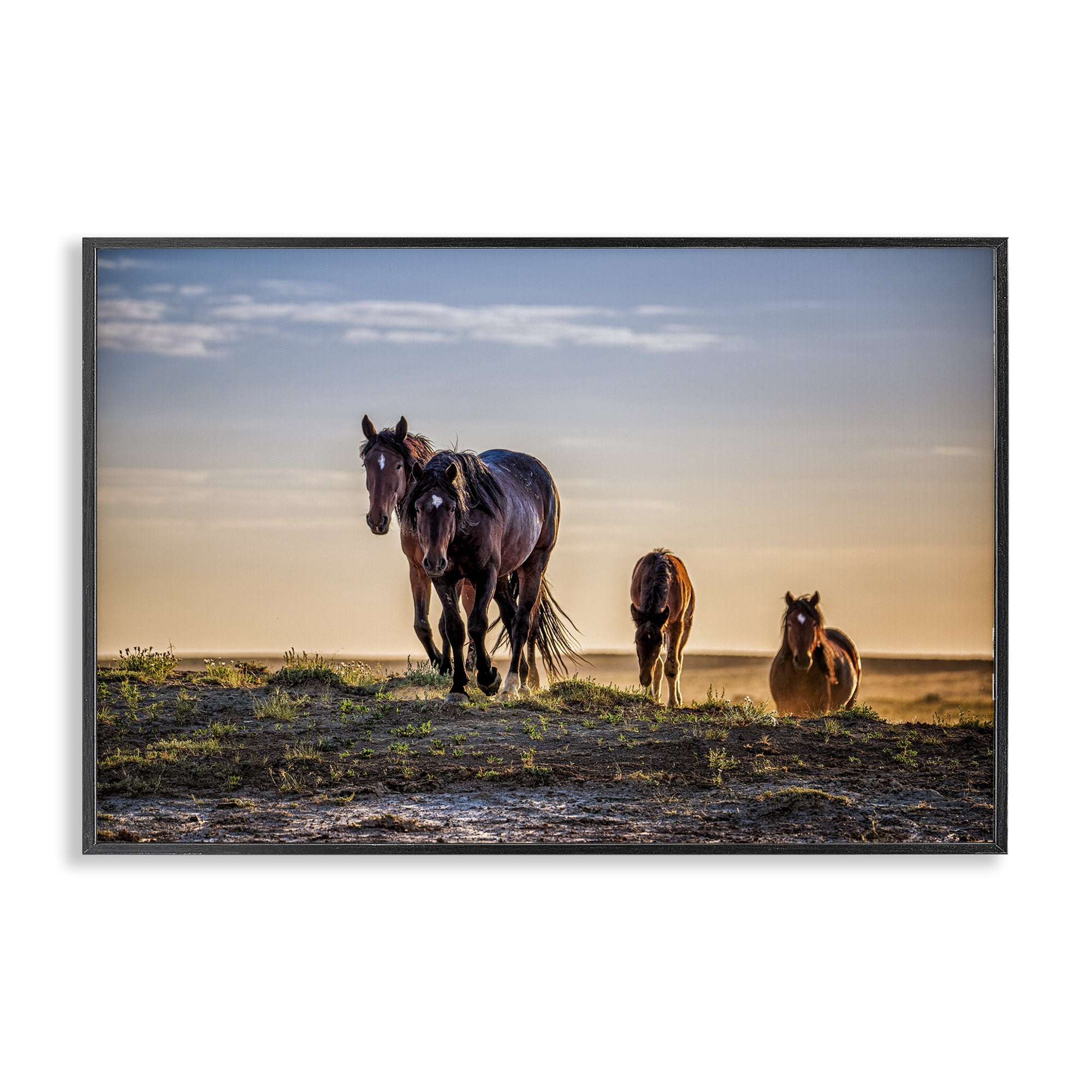 Stupell Industries Horses Coming Home Black Framed Giclee Art, design by Tim West