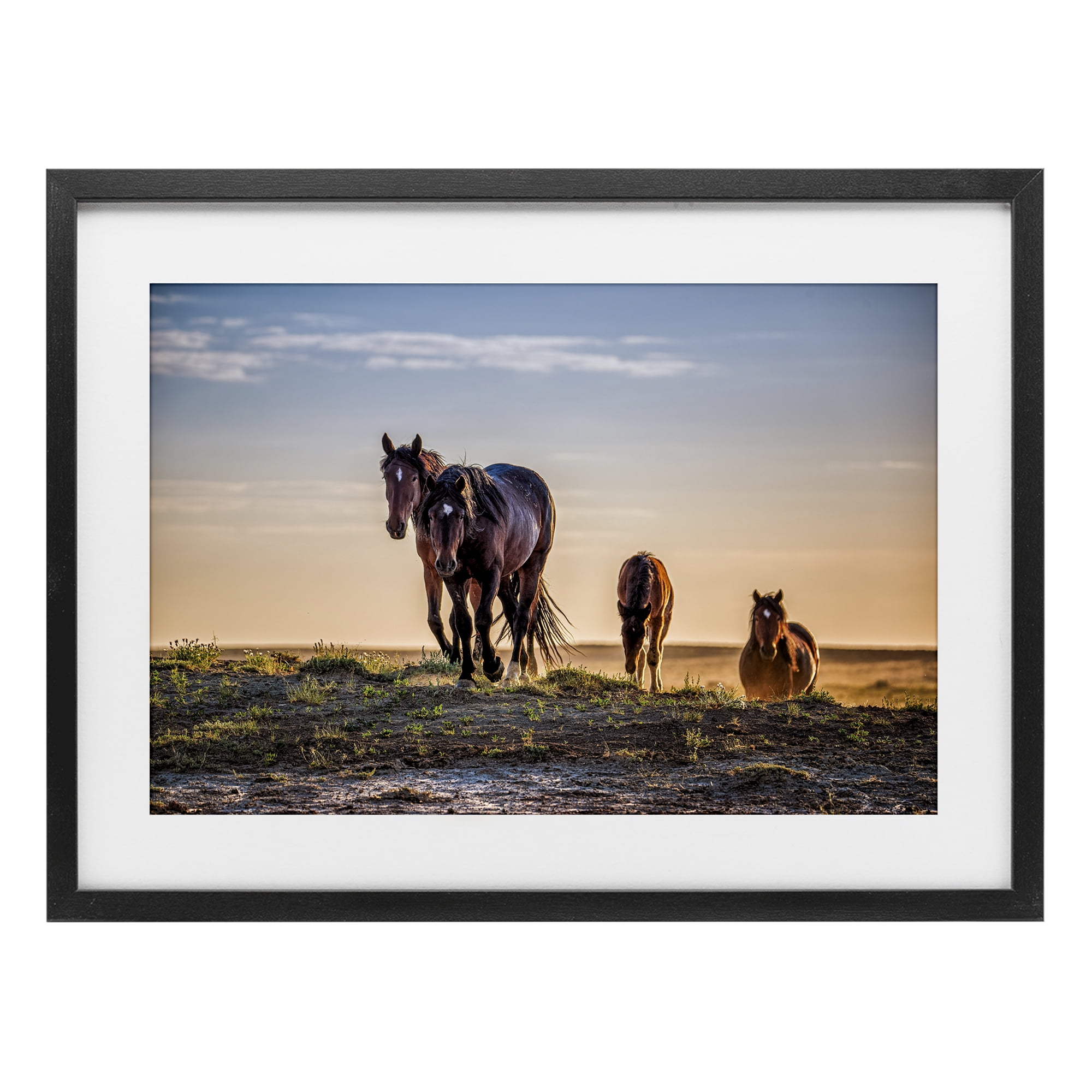 Stupell Industries Horses Coming Home Black Framed Print Under Glass, design by Tim West