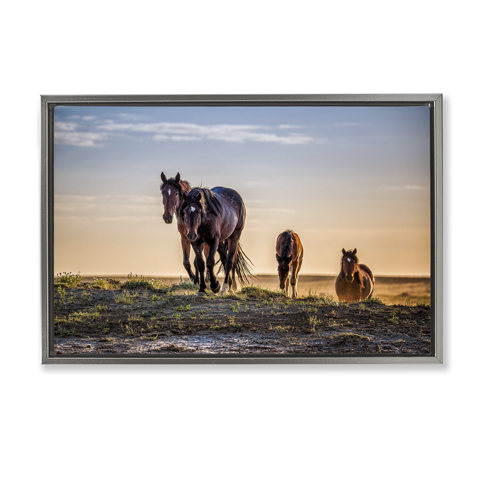 Stupell Industries Horses Coming Home Gray Framed Floater Canvas Wall Art, design by Tim West