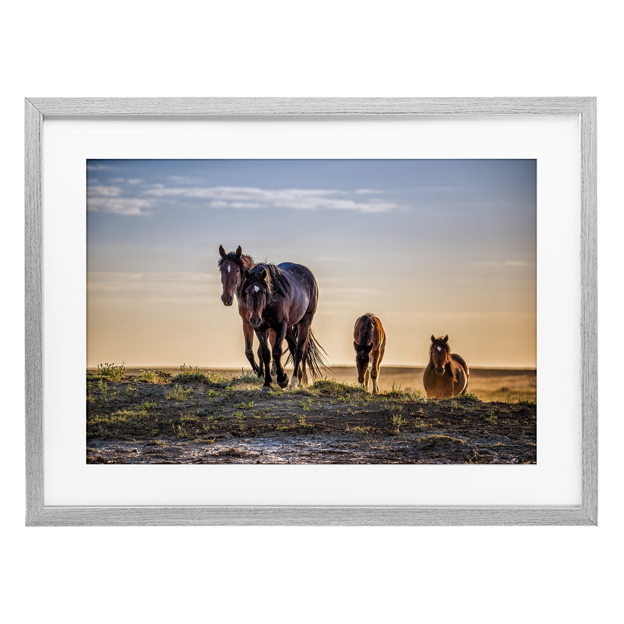 Stupell Industries Horses Coming Home Gray Framed Print Under Glass, design by Tim West