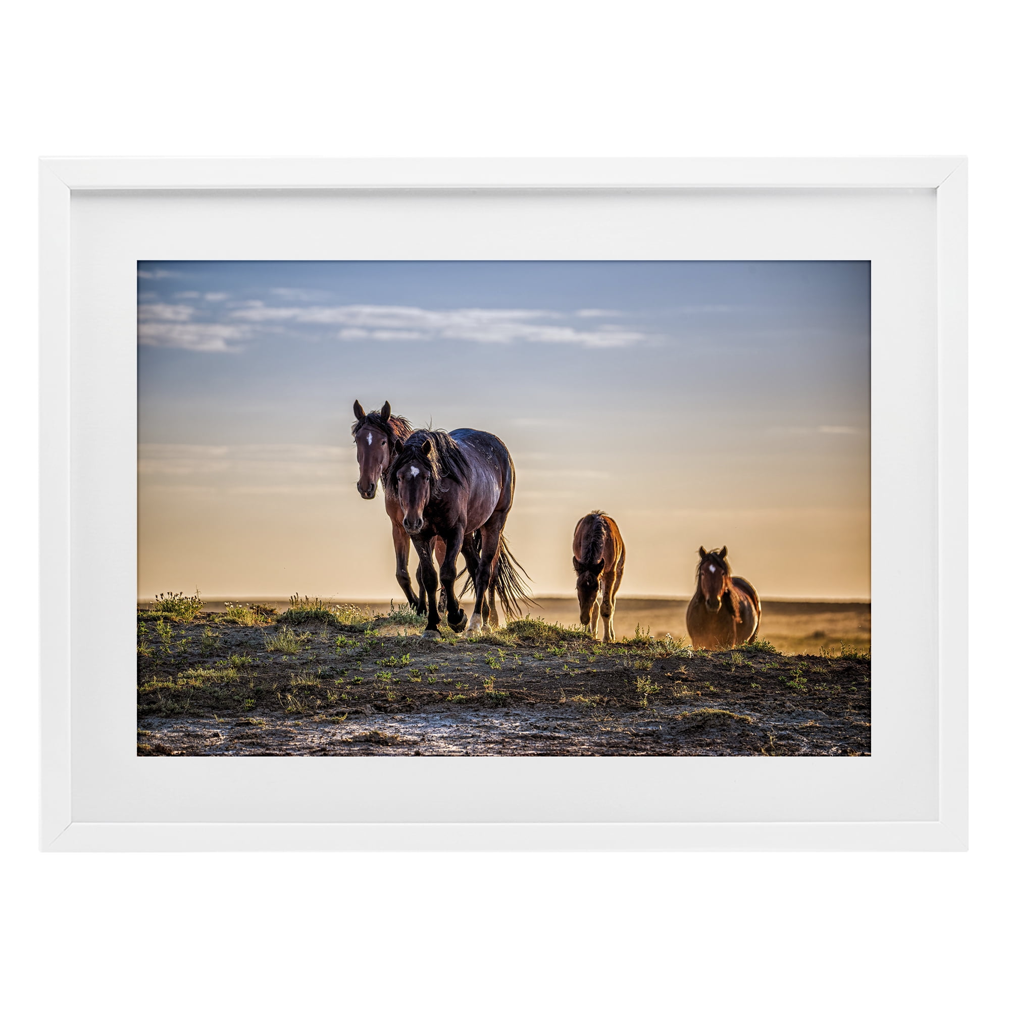 Stupell Industries Horses Coming Home White Framed Print Under Glass, design by Tim West