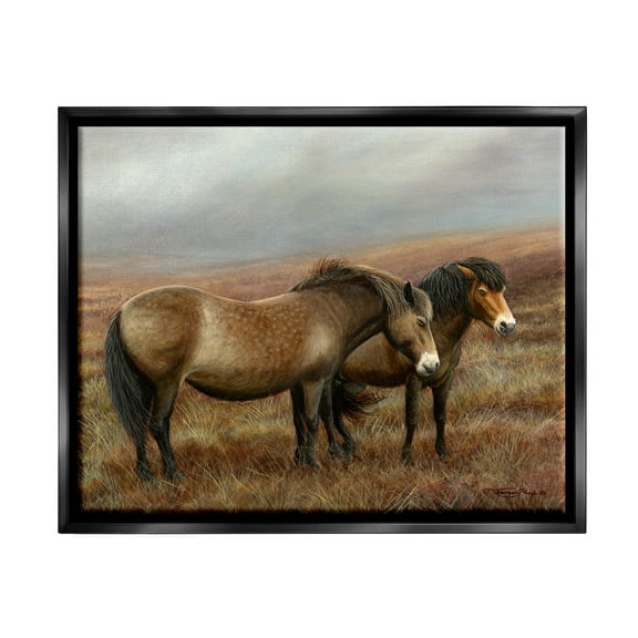 Stupell Industries Horses Dark Country Field Animals & Insects Painting Black Floater Framed Art Print Wall Art