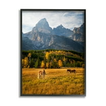 Stupell Industries Horses & Fall Foliage Landscape Photography Black Framed Art Print Wall Art, 11 x 14
