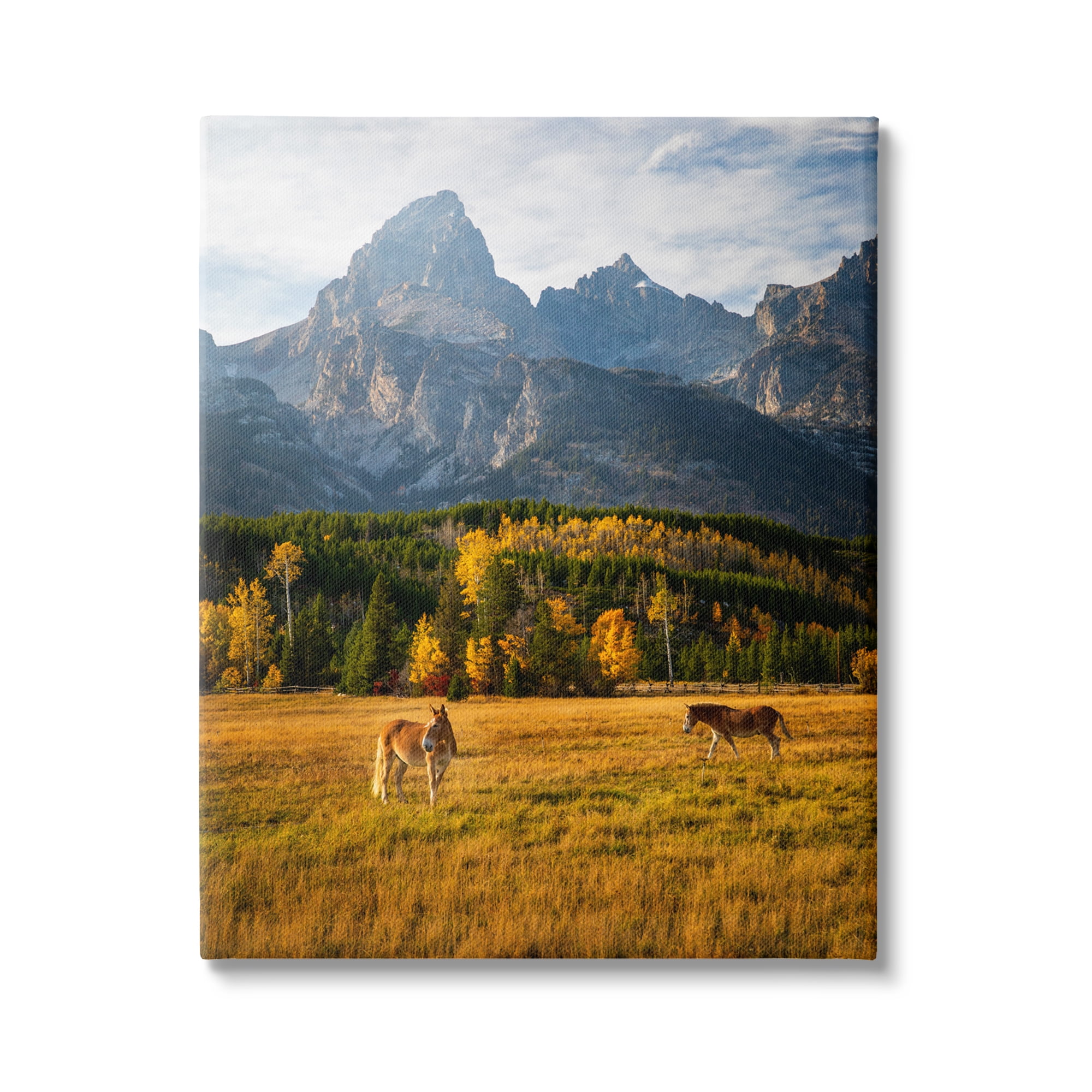 Stupell Industries Horses & Fall Foliage Landscape Photography Gallery Wrapped Canvas Art Print Wall Art, 30 x 40