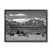Stupell Industries Horses Grazing Countryside Landscape Photography Black Framed Art Print Wall Art, 14 x 11