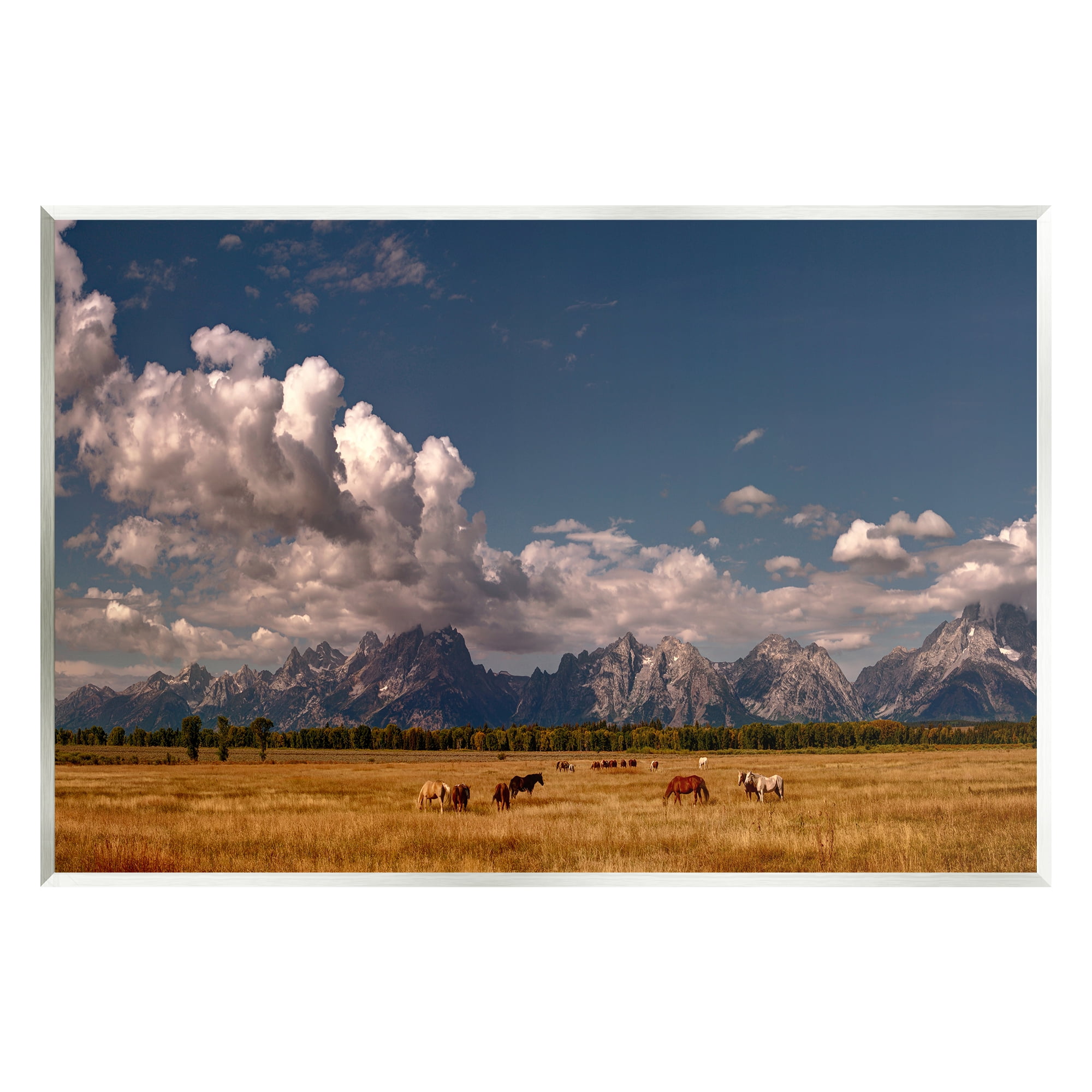 Stupell Industries Horses Grazing Mountain View Nature Photography Unframed Art Print Wall Art, 15 x 10