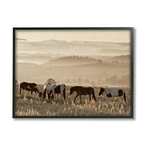 Stupell Industries Horses Grazing Rolling Hills Animals & Insects Photography Black Framed Art Print Wall Art, 14 x 11