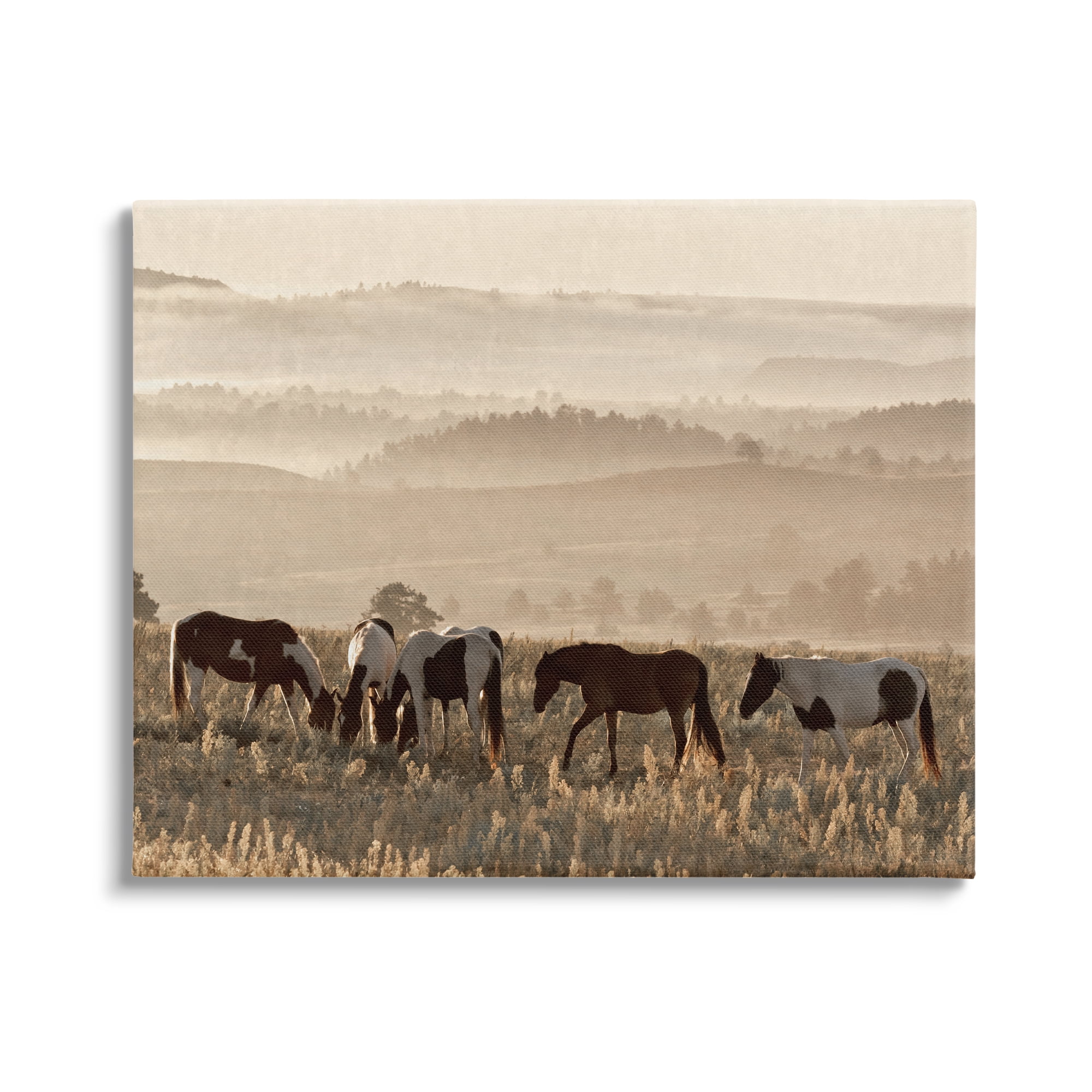 Stupell Industries Horses Grazing Rolling Hills Animals & Insects Photography Gallery Wrapped Canvas Art Print Wall Art, 40 x 30