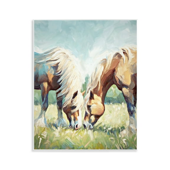Stupell Industries Horses Grazing Together Animals & Insects Painting Unframed Art Print Wall Art, 11 x 14
