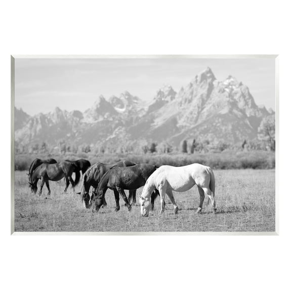 Stupell Industries Horses Grazing by Mountains Animals & Insects Photography Unframed Art Print Wall Art, 15 x 10