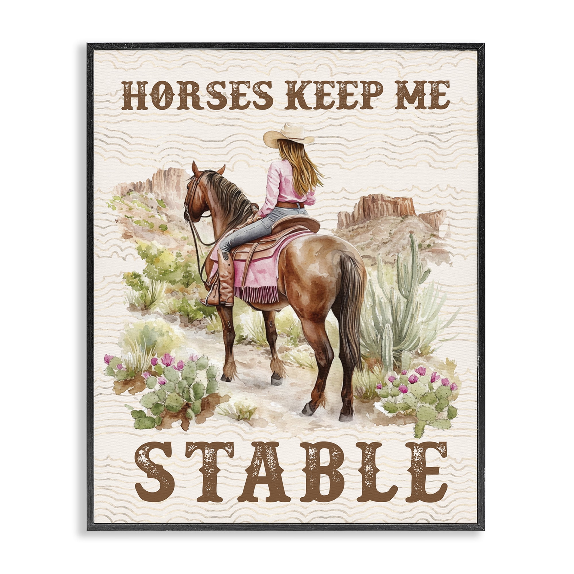 Stupell Industries Horses Keep Me Stable People Painting Black Framed Art Print Wall Art, 24 x 30