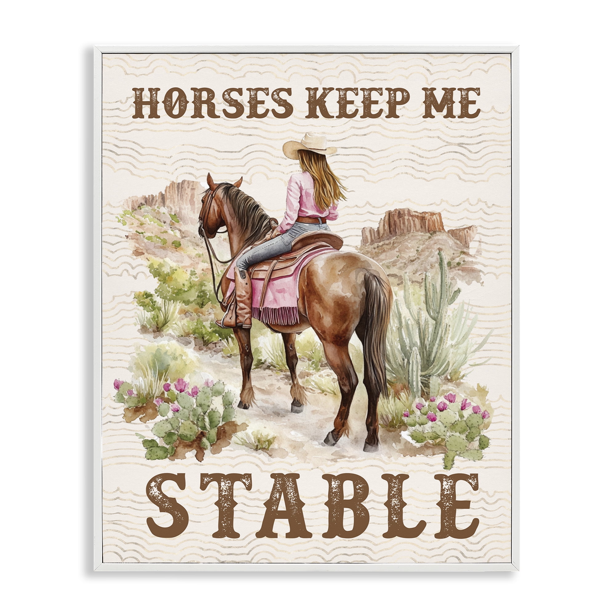 Stupell Industries Horses Keep Me Stable People Painting White Framed Art Print Wall Art, 24 x 30