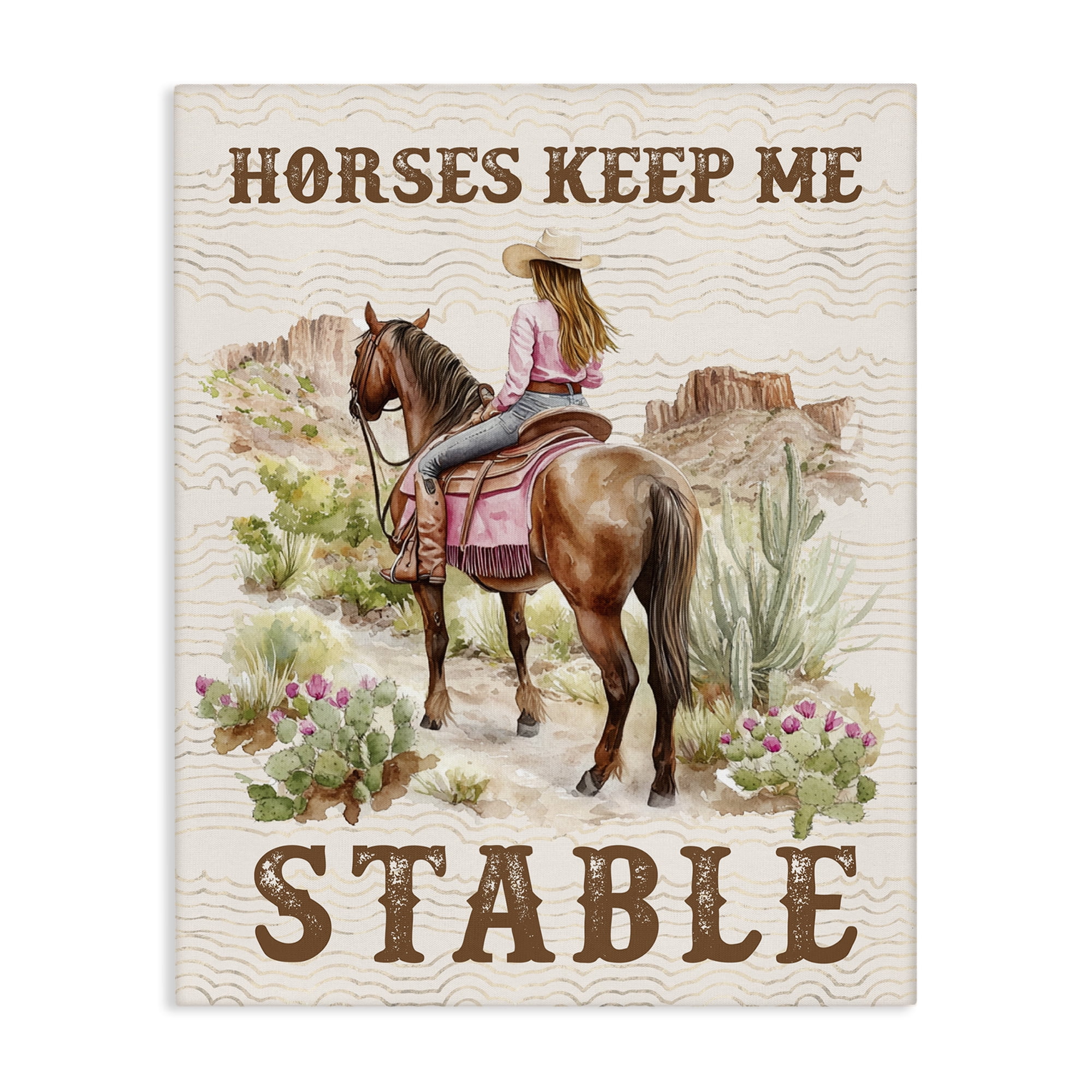 Stupell Industries Horses Keep Me Stable People Painting Wrapped Canvas Art Print Wall Art, 30 x 40
