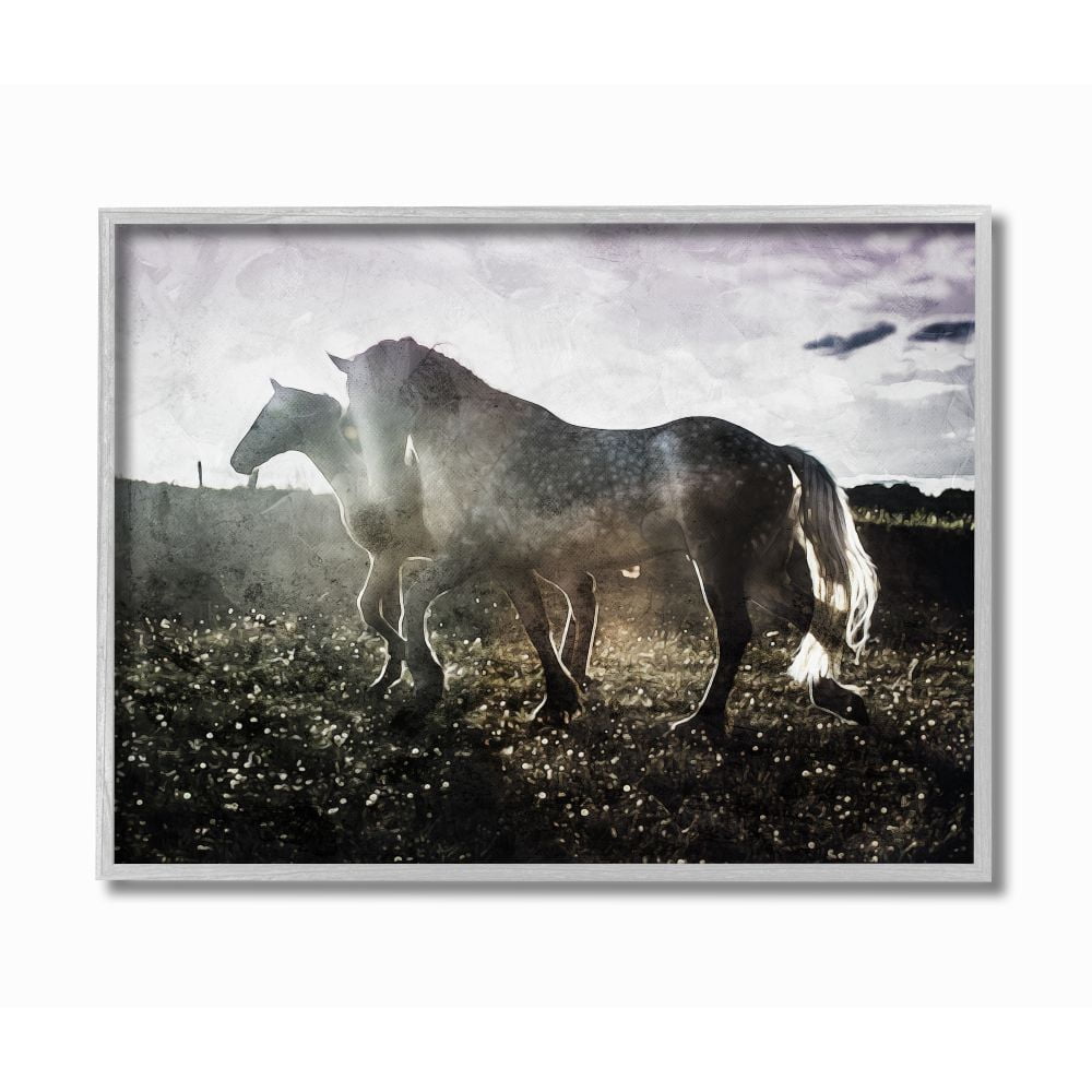 Stupell Industries Horses Together Abstract Silhouette Animal Photograph Gray Framed Art Print Wall Art, 11x14, by Milli Villa