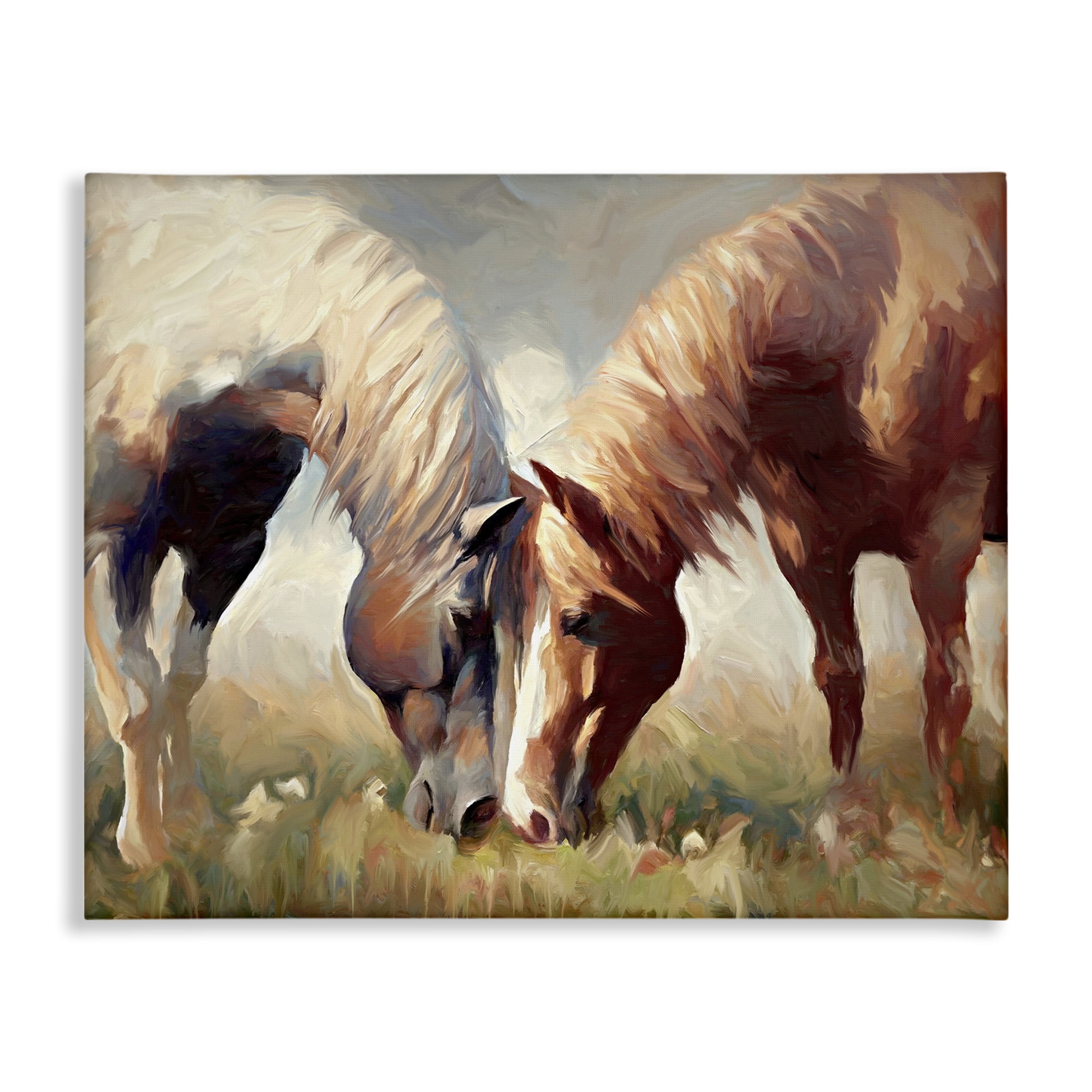 Stupell Industries Horses Touching Noses Animals & Insects Painting Gallery Wrapped Canvas Art Print Wall Art, 20 x 16