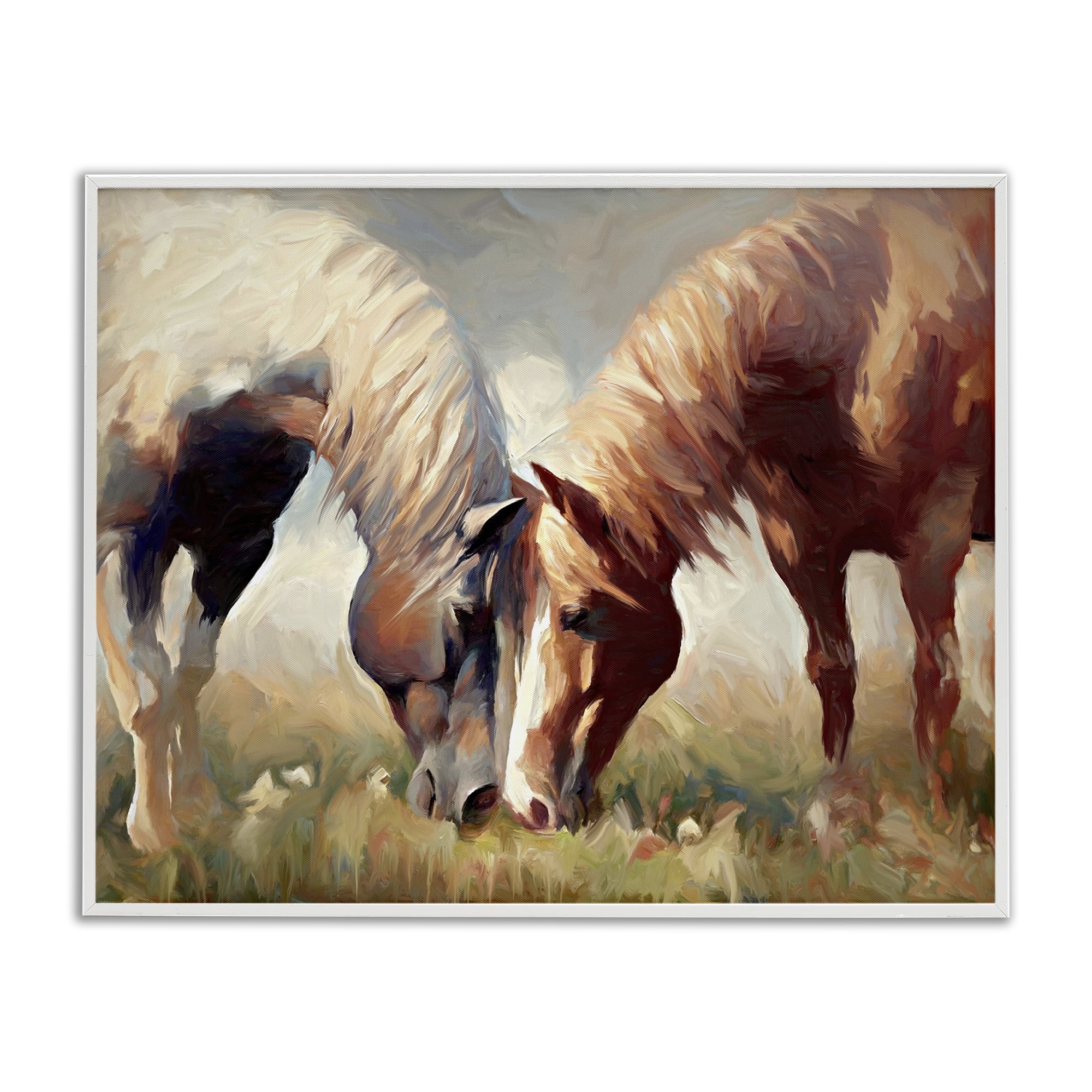 Stupell Industries Horses Touching Noses Animals & Insects Painting White Framed Art Print Wall Art, 20 x 16