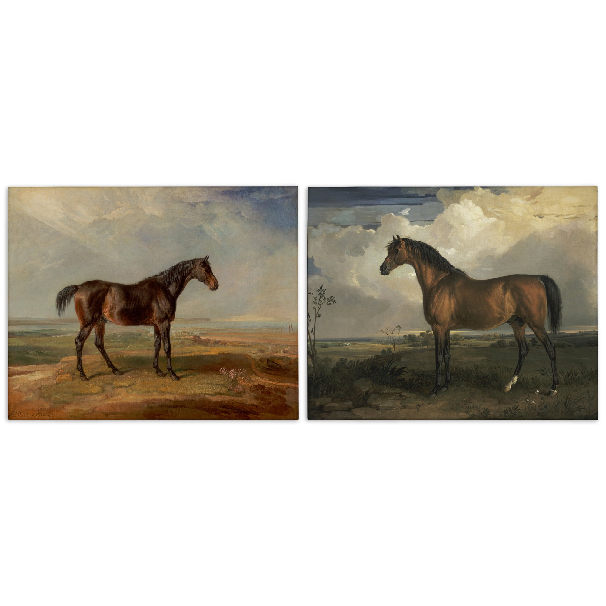 Stupell Industries Horses in Desolate Terrain Landscape & Nature Painting Wrapped Canvas Art Print Wall Art, 30 x 24, Set of 2