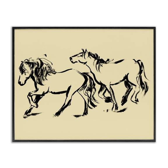 Stupell Industries Horses in Motion Gallop Black Framed Giclee Art design by Victoria Barnes, 11 x 14