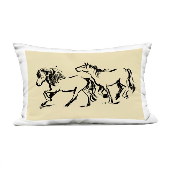 Stupell Industries Horses in Motion Gallop Outdoor Printed Pillow design by Victoria Barnes, 14 x 7 x 20