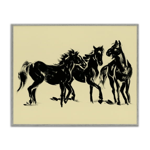 Stupell Industries Horses in Motion Study Gray Framed Giclee Art design by Victoria Barnes, 11 x 14