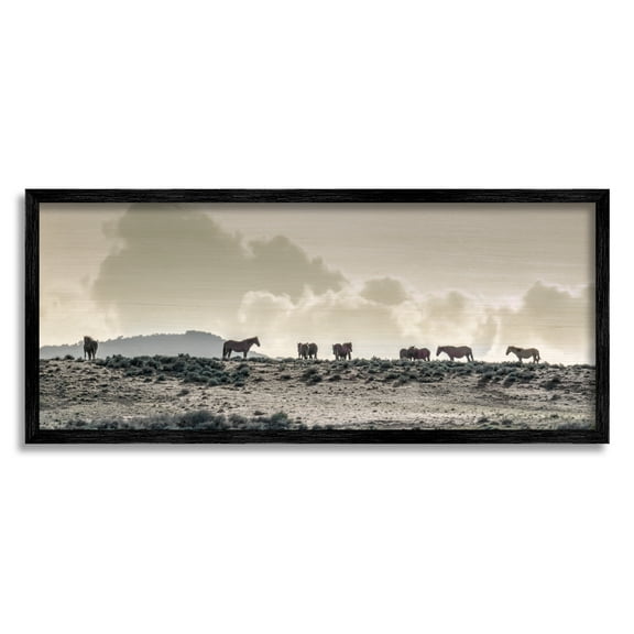 Stupell Industries Horses in Vast Landscape Landscape Photography Black Framed Art Print Wall Art, 24 x 10