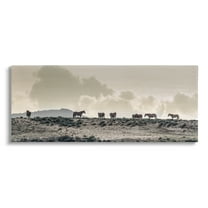 Stupell Industries Horses in Vast Landscape Landscape Photography Gallery Wrapped Canvas Art Print Wall Art, 24 x 10