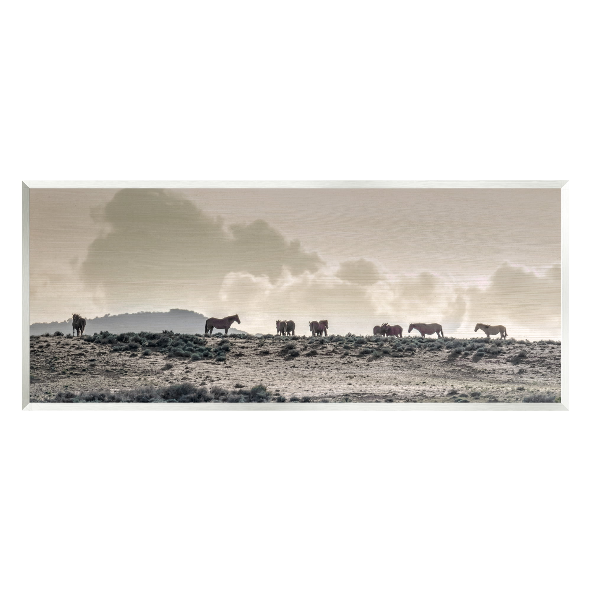 Stupell Industries Horses in Vast Landscape Landscape Photography Unframed Art Print Wall Art, 17 x 7