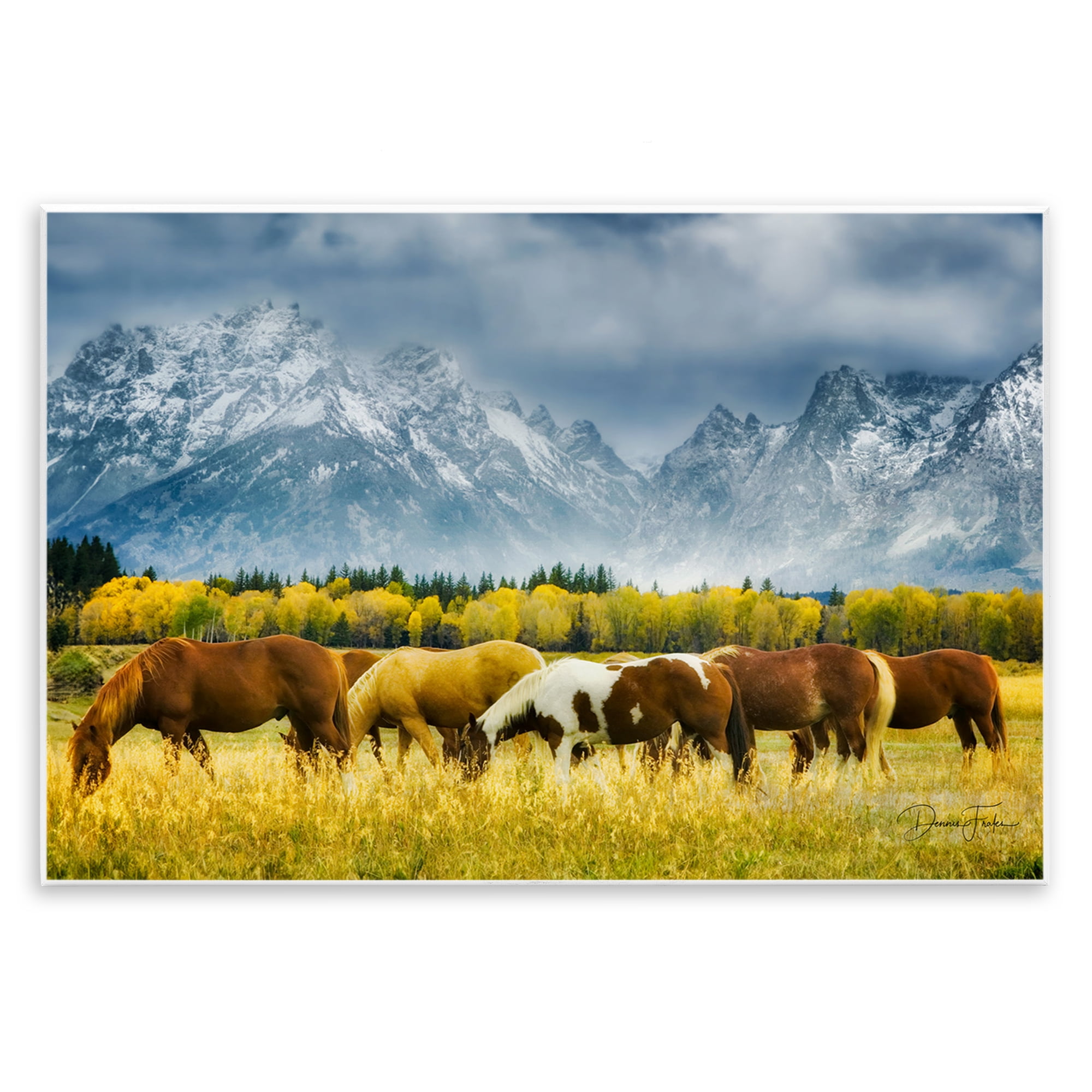 Stupell Industries Horses in Wilderness Landscape Painting Unframed Art Print Wall Art, 15 x 10