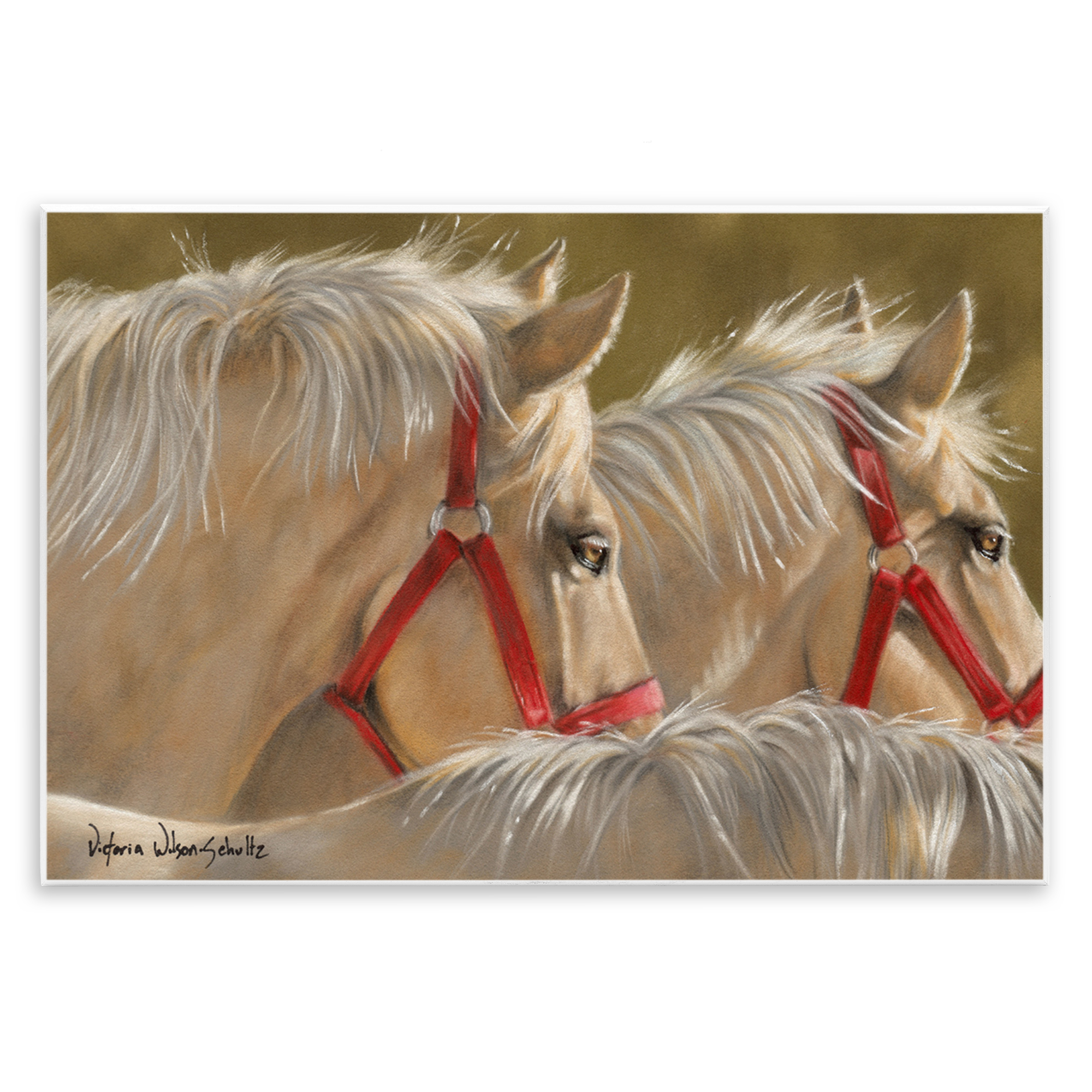 Stupell Industries Horses with Red Bridles Animals & Insects Painting Unframed Art Print Wall Art, 19 x 13