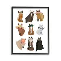 Stupell Industries Horses with Various Hats Animals & Insects Painting Black Framed Art Print Wall Art, 11 x 14