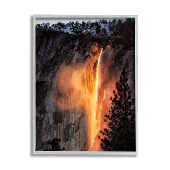 Stupell Industries Horsetail Falls Photography Nature Photography Gray Framed Art Print Wall Art, 11 x 14