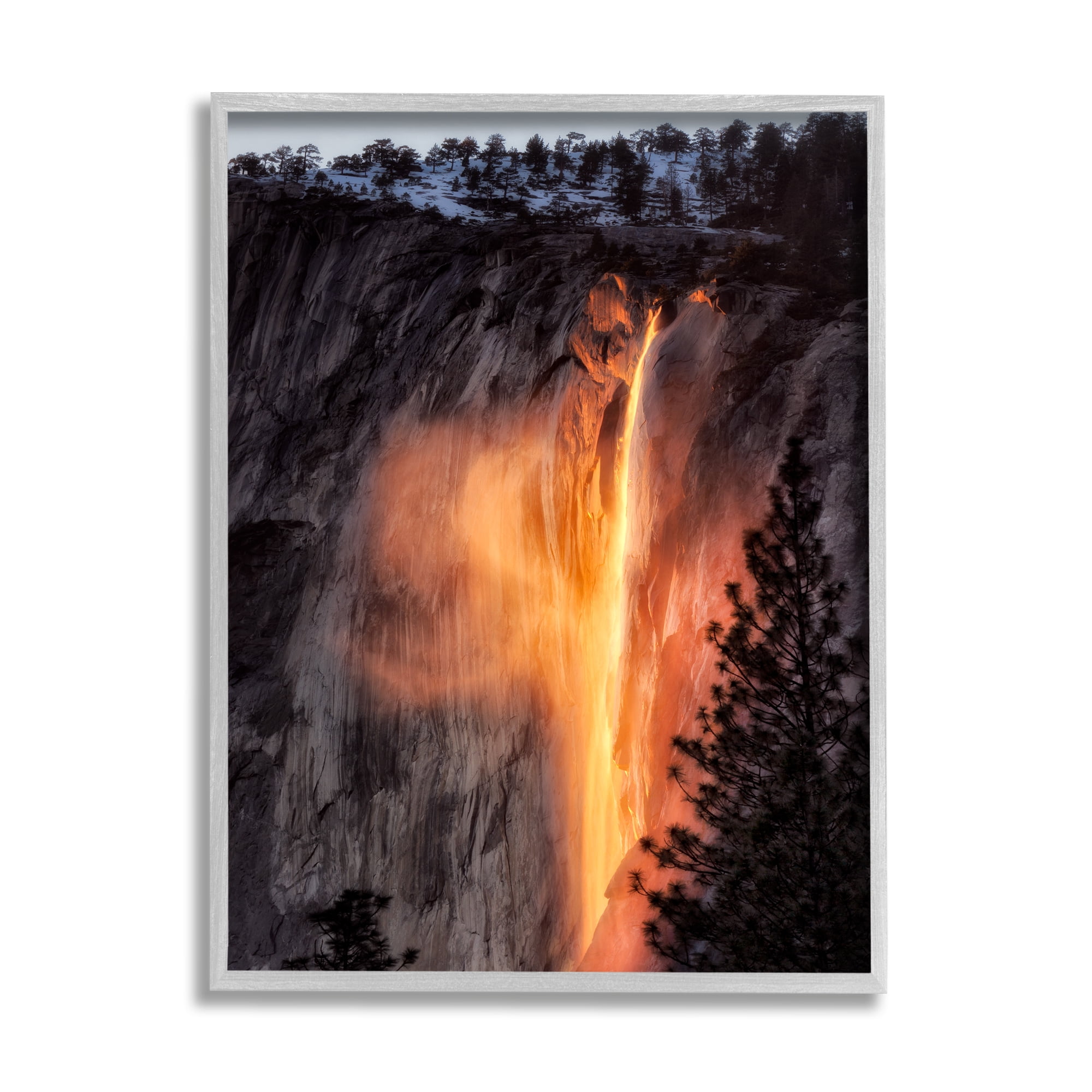 Stupell Industries Horsetail Falls Photography Nature Photography Gray Framed Art Print Wall Art, 16 x 20